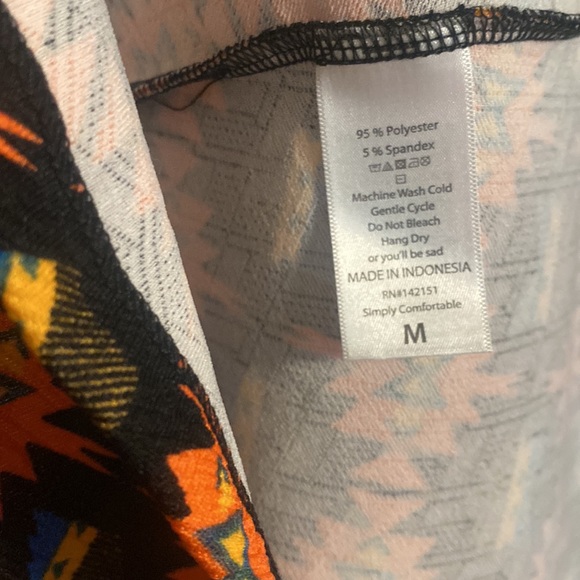 NWT, Lularoe Nicole dress Sz M black, orange, blue, Aztec style pattern - Picture 6 of 7